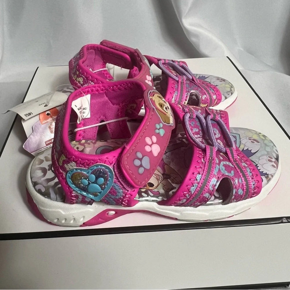 Nickelodeon Paw Patrol Toddler Girls Ankle Strap Light Up Sandals Size 7 Pink - Picture 5 of 6